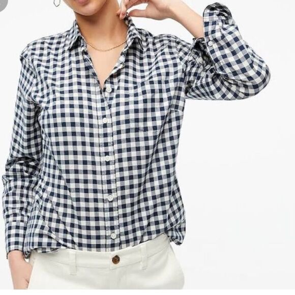 J.Crew Women's Gingham Button Up Shirt - Picture 1 of 6